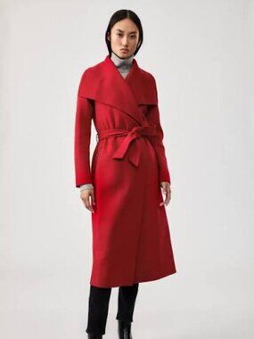 MACKAGE MAI Red Wool Wrap Coat – Elegant Minimalist Style